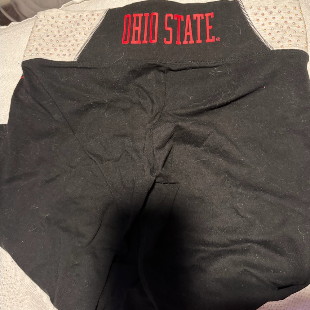 Victoria's Secret OHIO STATE Black and Gray Legging w/Red Detail an rhinestones